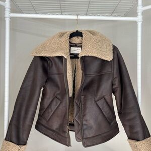 Shearling Lined Brown Leather Jacket